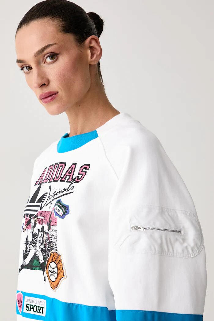adidas Originals суичър дамски от памук Archive Baseball бял KS9209