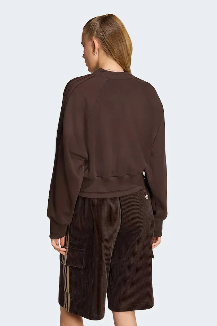adidas Originals суичър дамски от памук Winterized Double кафяв KT2329