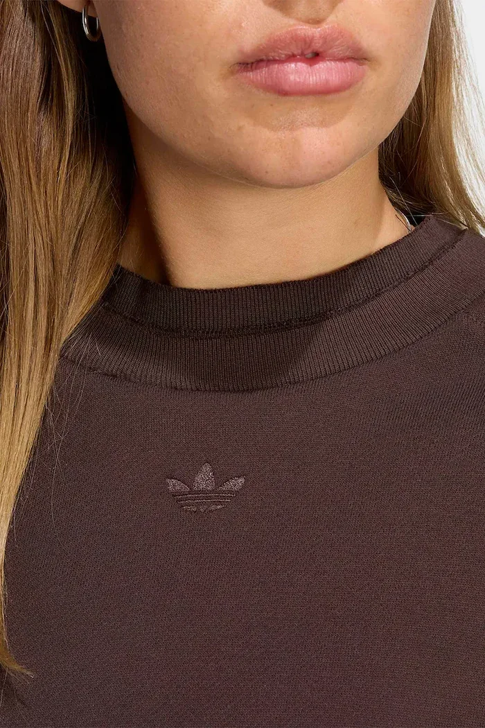 adidas Originals суичър дамски от памук Winterized Double кафяв KT2329