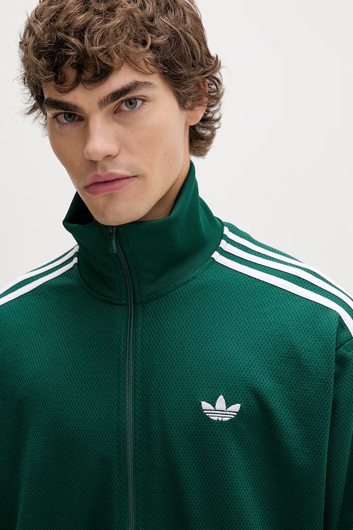 adidas Originals Суичър Firebird мъжки в зелено с апликация KD4076