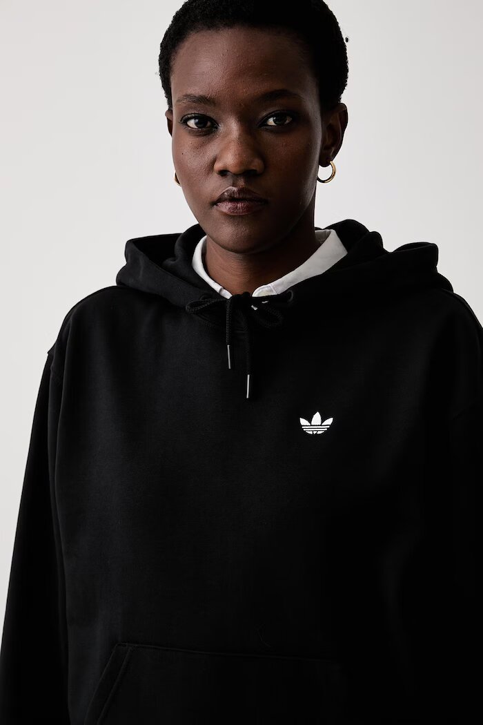 adidas Originals суичър с качулка дамски с памук Essentials черен KS4828