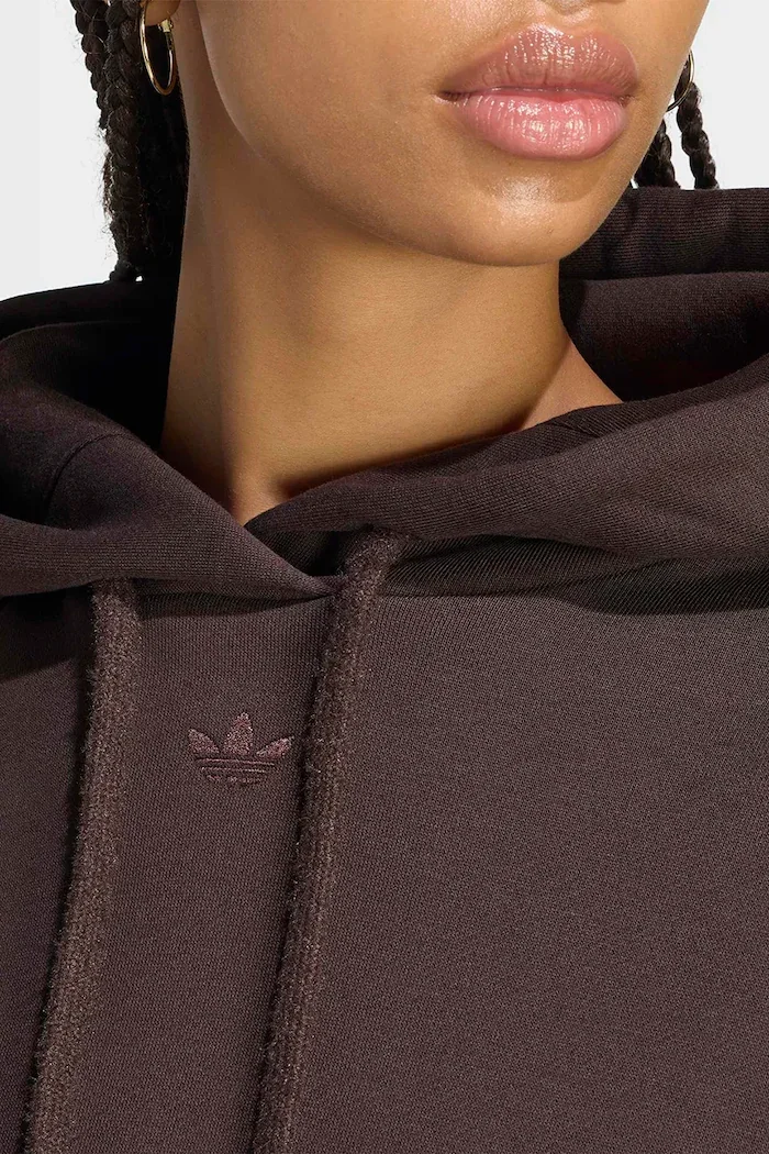 adidas Originals суичър с качулка дамски с памук кафяв KT4668