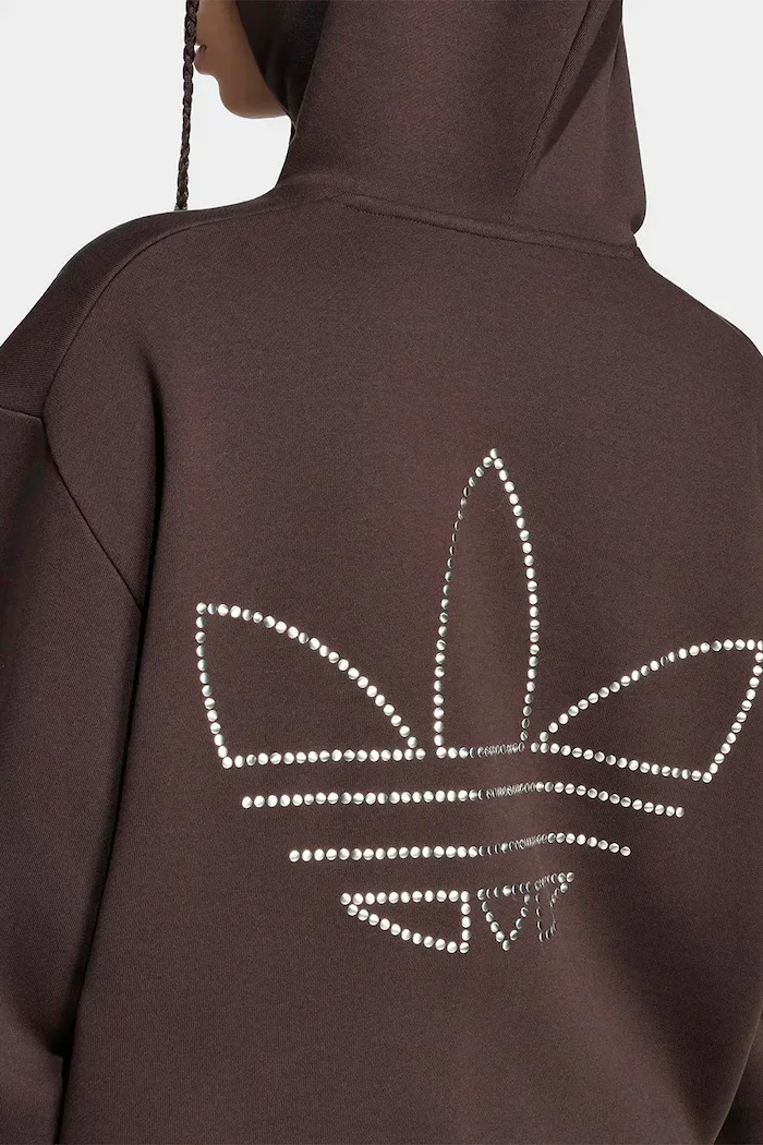 adidas Originals суичър с качулка дамски с памук кафяв KT4668