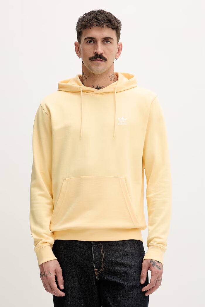 adidas Originals суичър с качулка мъжки от памук жълт KE1158