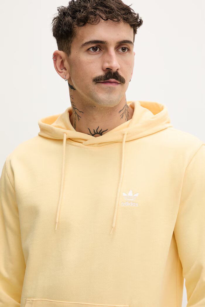adidas Originals суичър с качулка мъжки от памук жълт KE1158