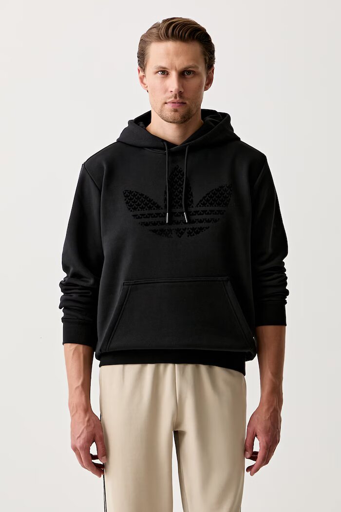 adidas Originals суичър с качулка мъжки с памук MONOGRAM HD черен KD1358