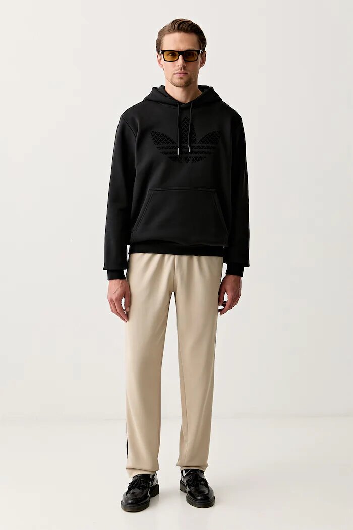 adidas Originals суичър с качулка мъжки с памук MONOGRAM HD черен KD1358