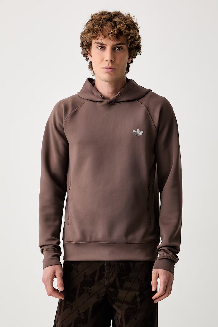 adidas Originals суичър с качулка мъжки Trefoil Essentials Spacer кафяв KX9090