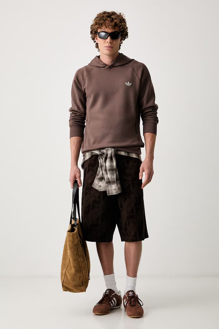 adidas Originals суичър с качулка мъжки Trefoil Essentials Spacer кафяв KX9090