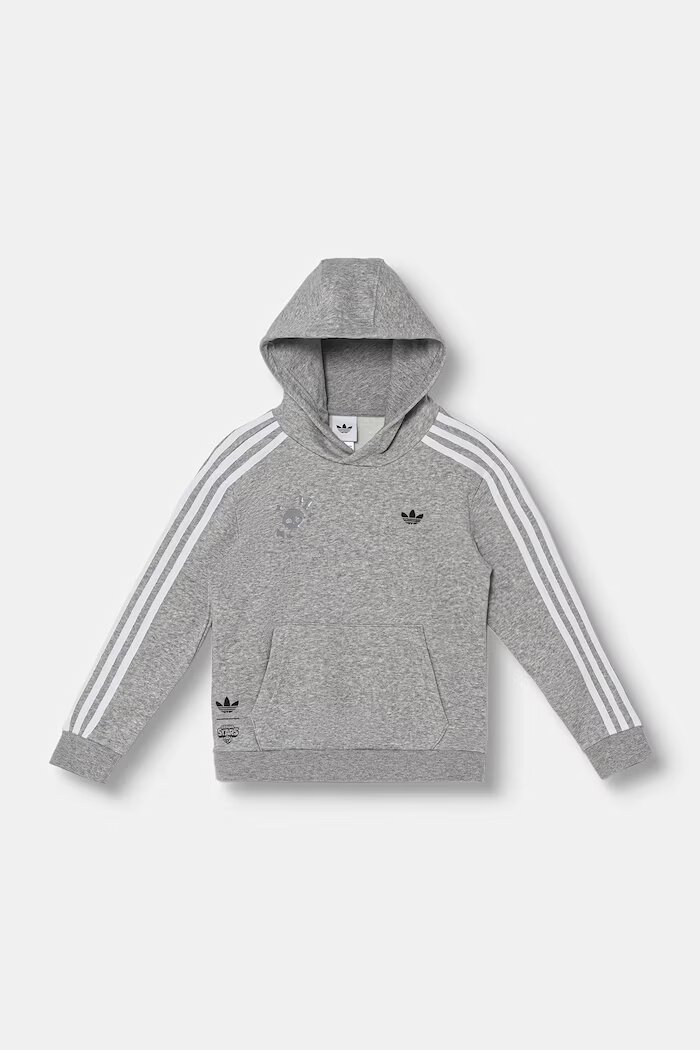 adidas Originals суичър с качулка за деца с памук сив KW0649