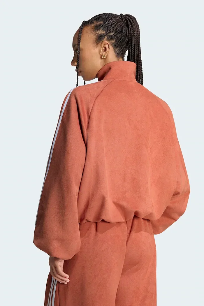 adidas Originals суичър с цип дамски Adilenium Season 6 Faux Suede оранжев LH1922
