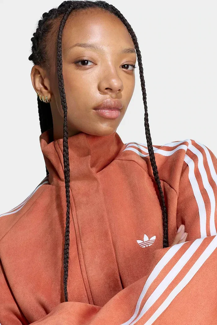 adidas Originals суичър с цип дамски Adilenium Season 6 Faux Suede оранжев LH1922
