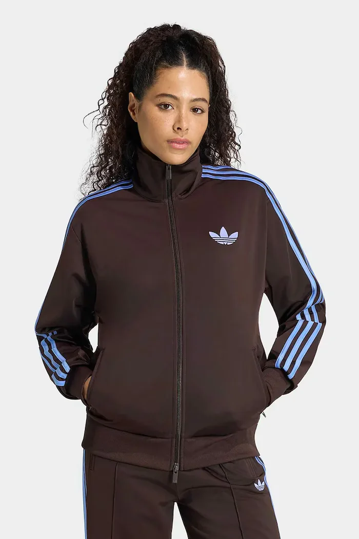 adidas Originals суичър с цип дамски Firebird кафяв KS4680