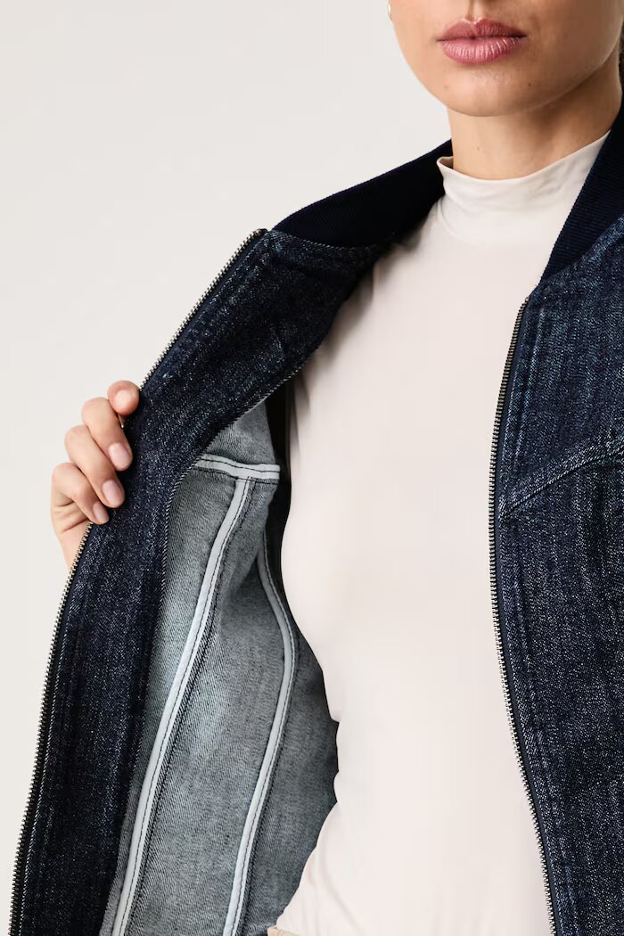 adidas Originals суичър с цип дамски от деним Superstar Denim тъмносин LE8299