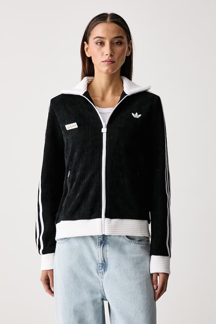 adidas Originals суичър с цип дамски с памук Adiluna Season 2 x Jennie черен LD8924