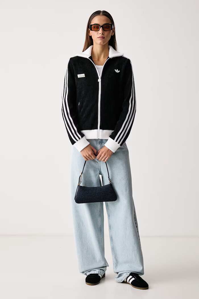 adidas Originals суичър с цип дамски с памук Adiluna Season 2 x Jennie черен LD8924