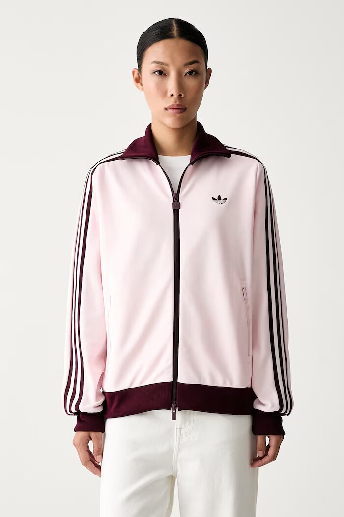 adidas Originals суичър с цип дамски с памук Beckenbauer розов KX4264