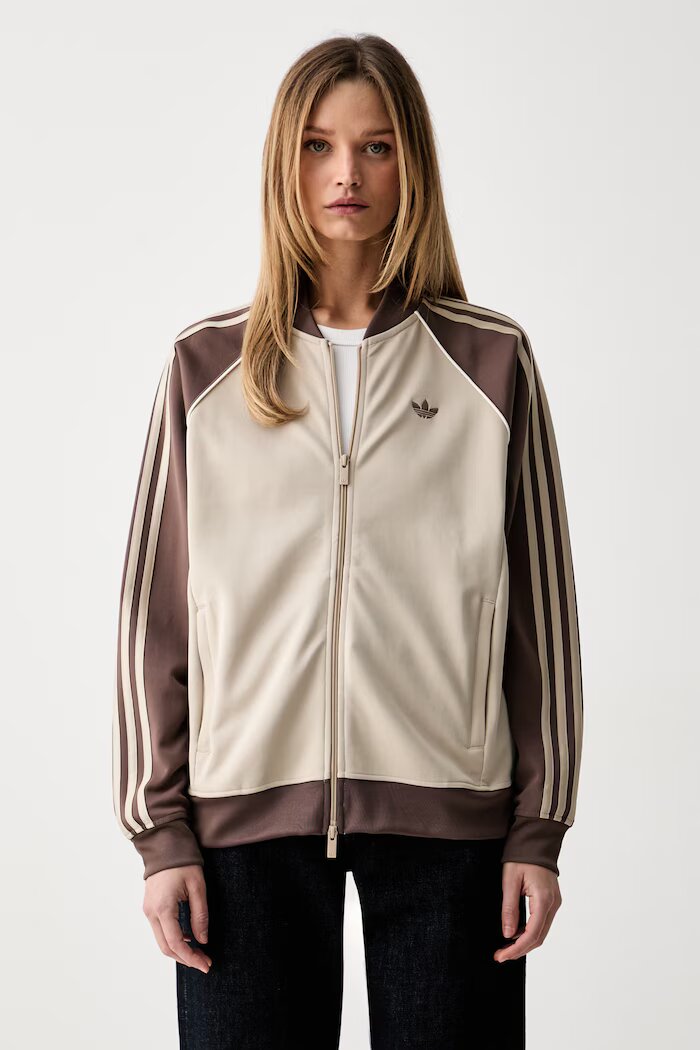 adidas Originals суичър с цип дамски с памук бежов KD8825