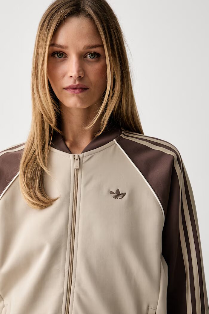 adidas Originals суичър с цип дамски с памук бежов KD8825