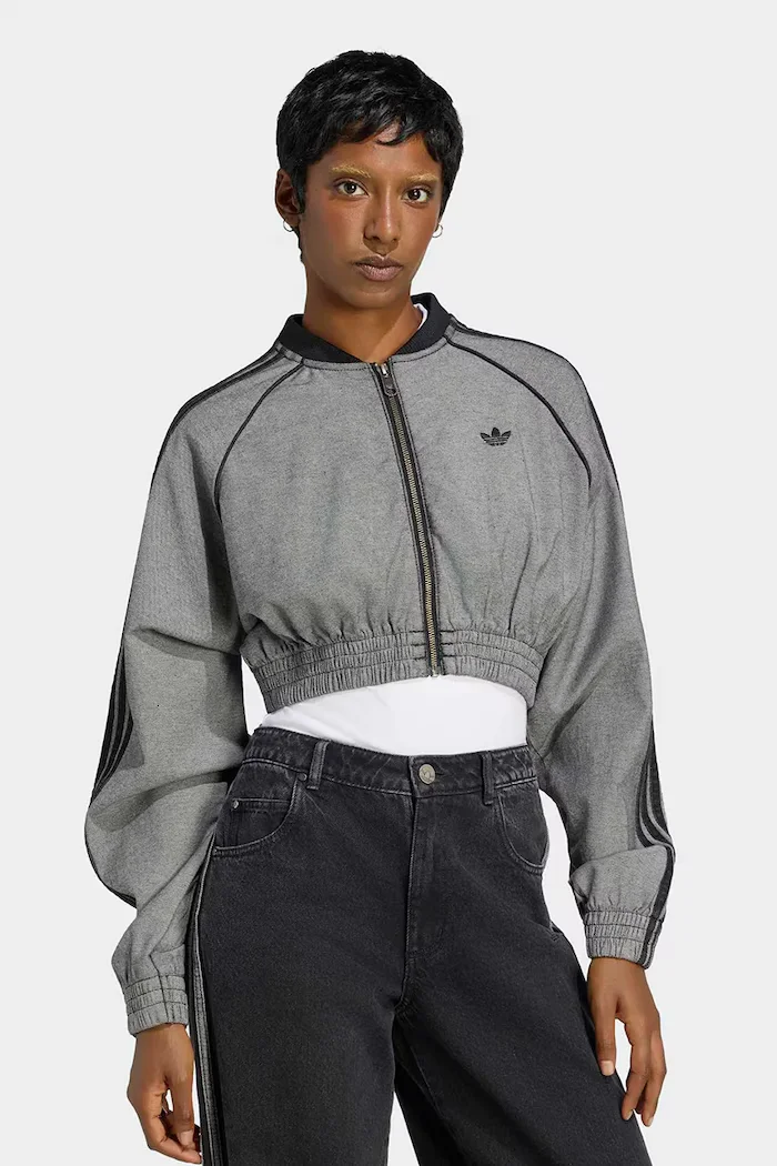 adidas Originals суичър с цип дамски с памук сив KS9215