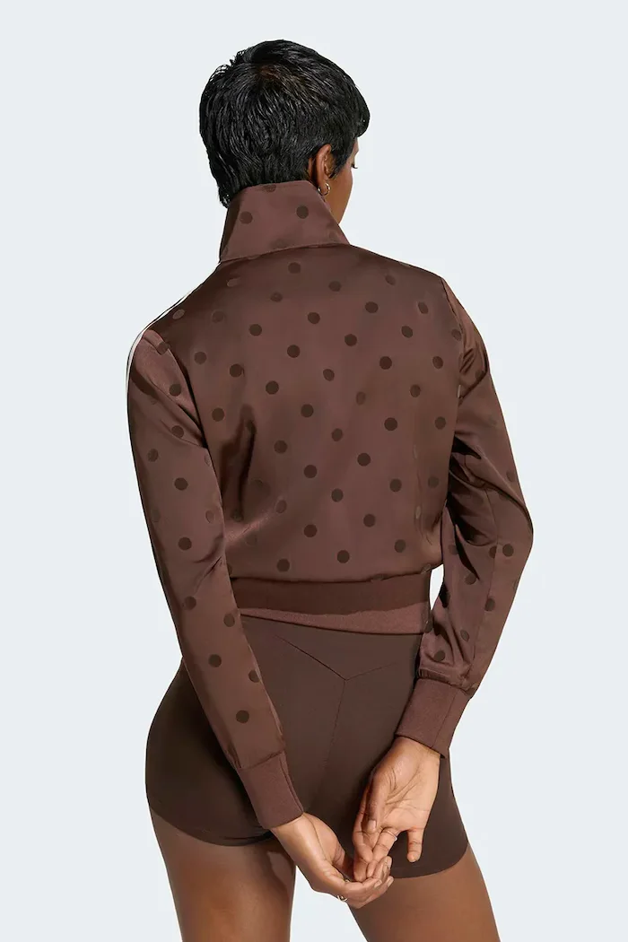 adidas Originals суичър с цип дамски Satin Polka Dots кафяв LI2855