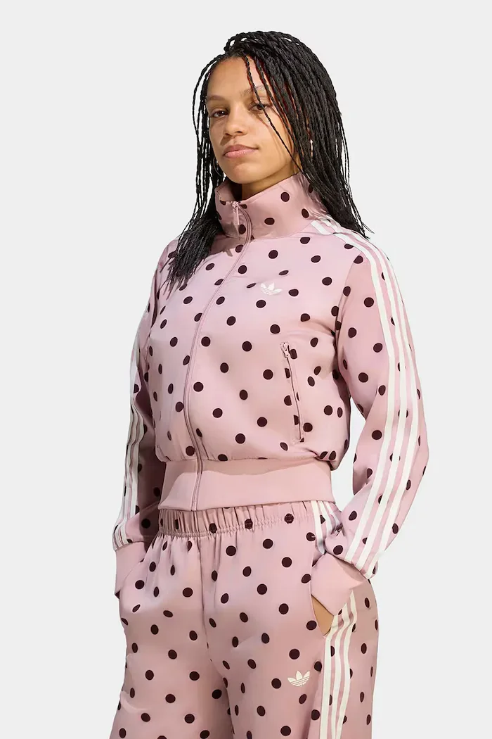 adidas Originals суичър с цип дамски Satin Polka Dots розов LI2851