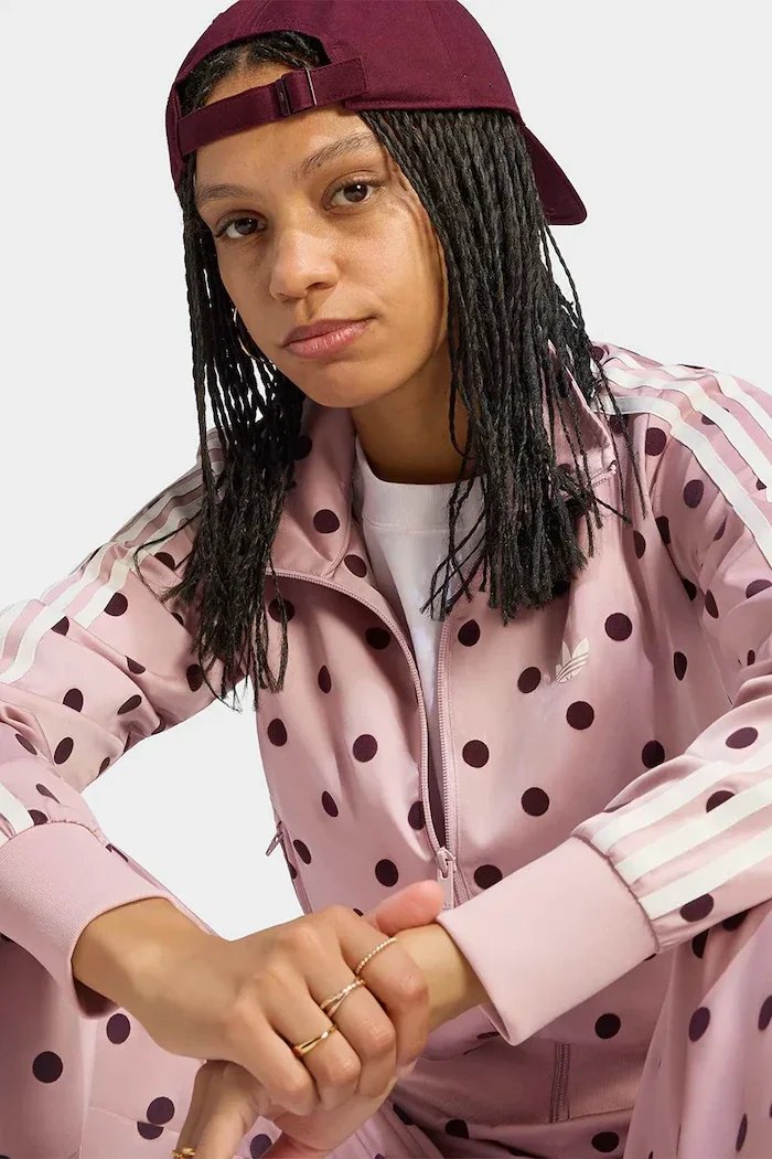adidas Originals суичър с цип дамски Satin Polka Dots розов LI2851