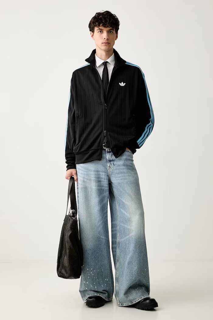 adidas Originals суичър с цип Firebird Drop Needle черен KE4130