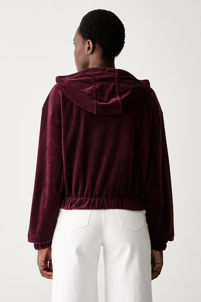 adidas Originals суичър с цип и качулка дамски от джинс бордо KE1119