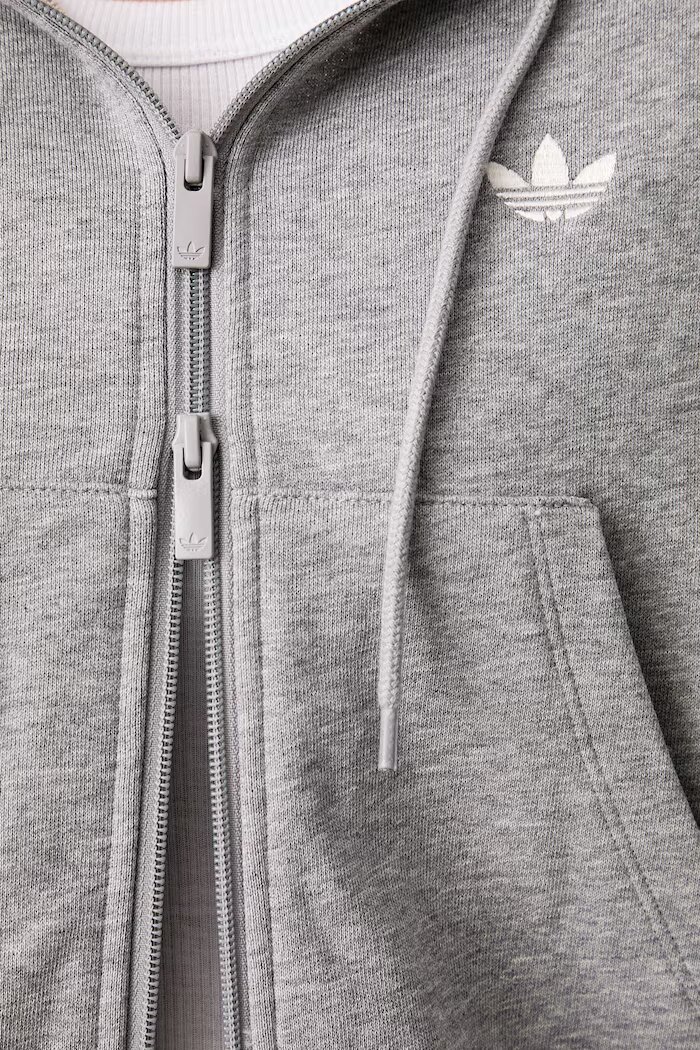 adidas Originals суичър с цип и качулка дамски от памук сив LE8319