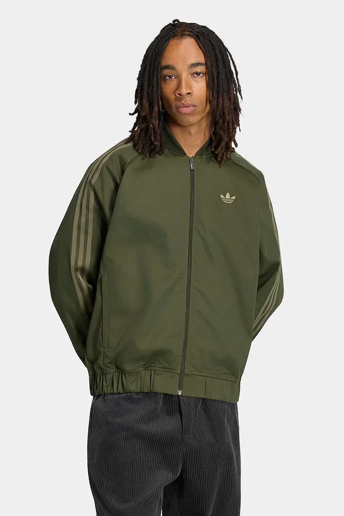 adidas Originals суичър с цип мъжки Adicolor Classic зелен KR1370