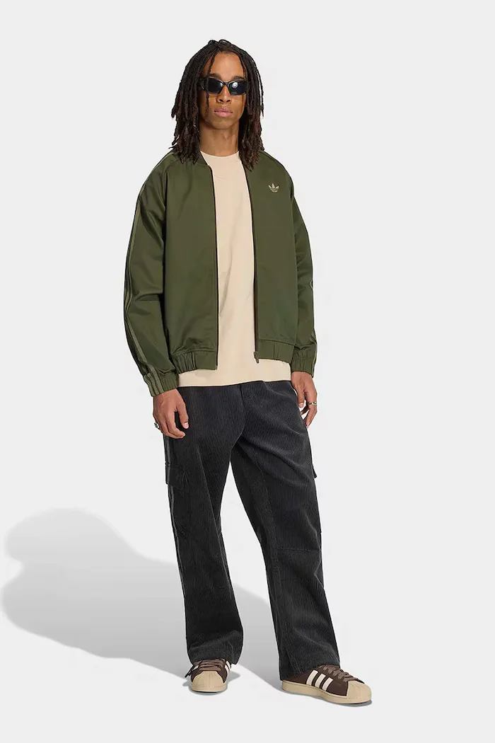 adidas Originals суичър с цип мъжки Adicolor Classic зелен KR1370