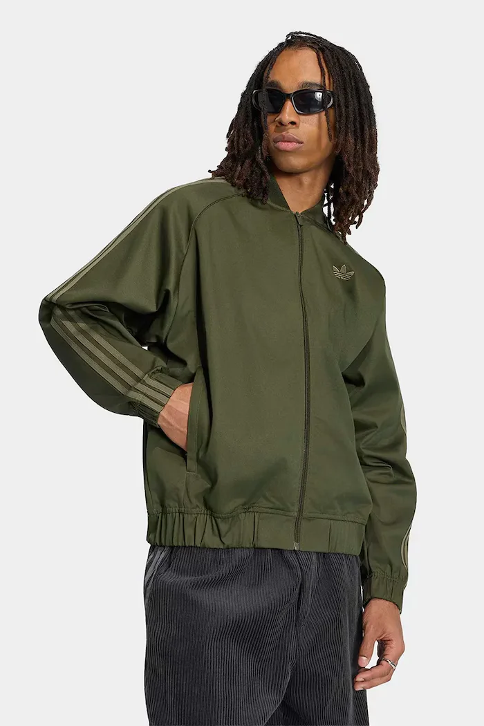 adidas Originals суичър с цип мъжки Adicolor Classic зелен KR1370