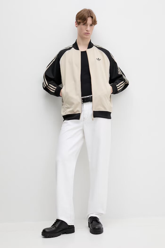 adidas Originals суичър с цип мъжки бежов KE0114