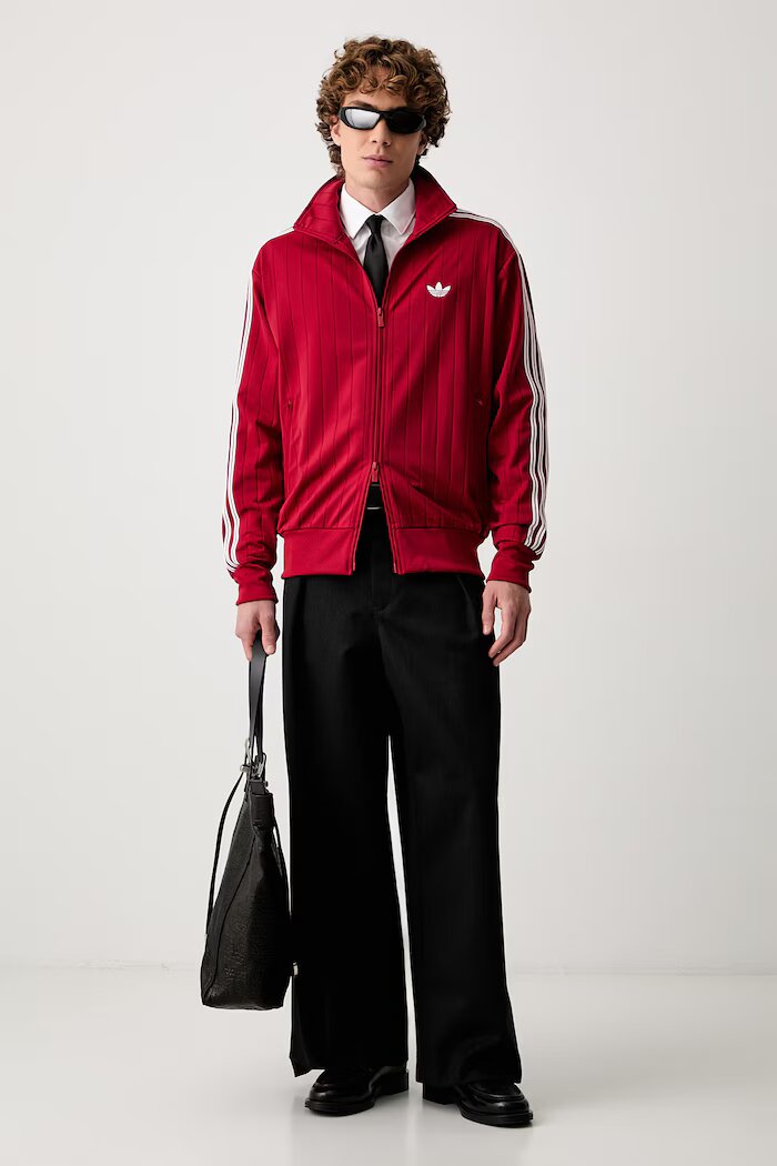 adidas Originals суичър с цип мъжки Firebird Drop Needle червен KE4126