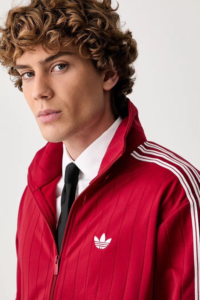 adidas Originals суичър с цип мъжки Firebird Drop Needle червен KE4126