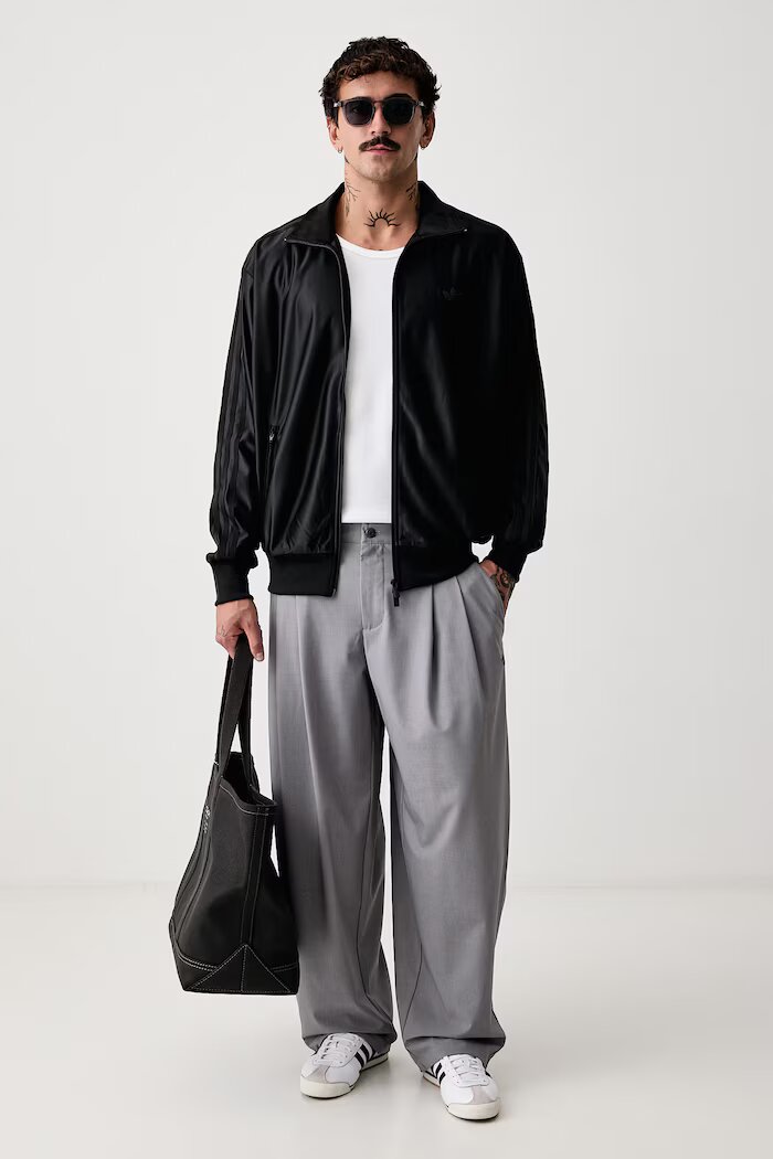 adidas Originals суичър с цип мъжки Firebird Metallic черен KE4163