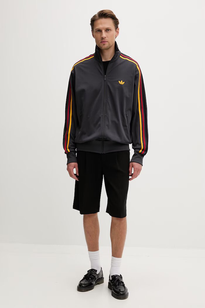 adidas Originals суичър с цип мъжки Firebird сив KD3842