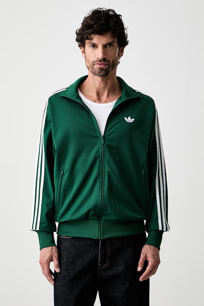 adidas Originals суичър с цип мъжки Firebird зелен KD8314