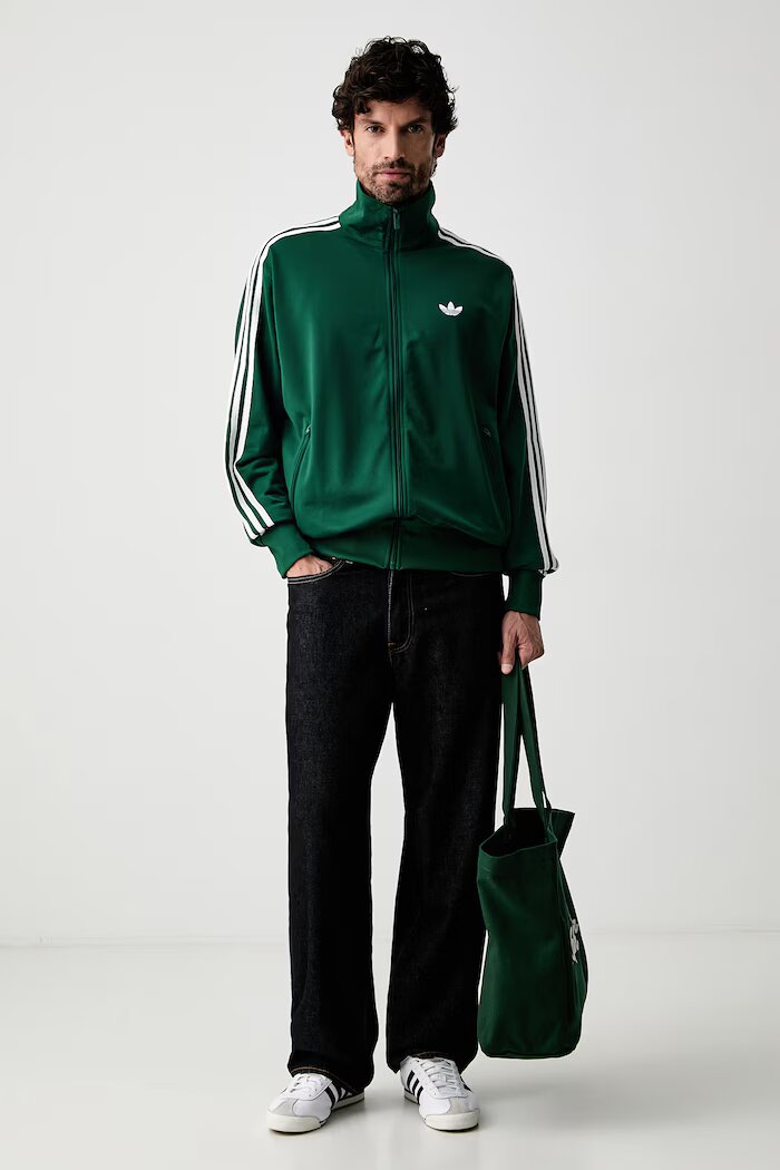 adidas Originals суичър с цип мъжки Firebird зелен KD8314