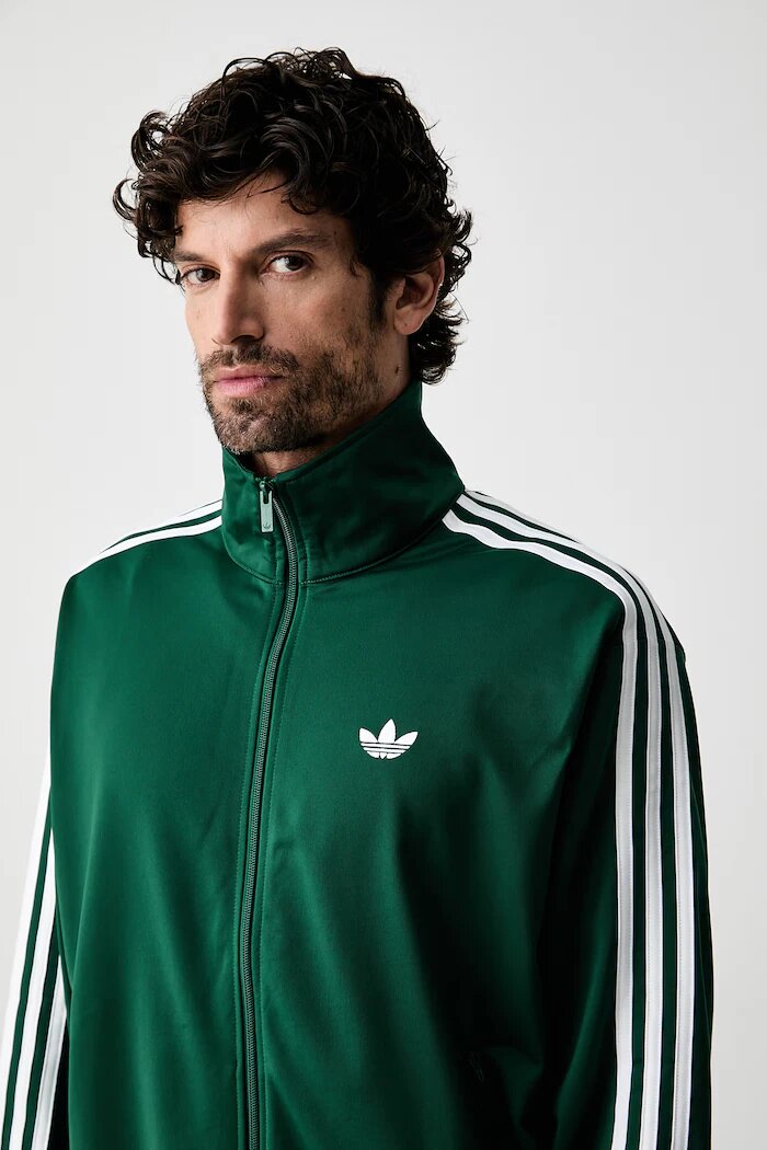 adidas Originals суичър с цип мъжки Firebird зелен KD8314