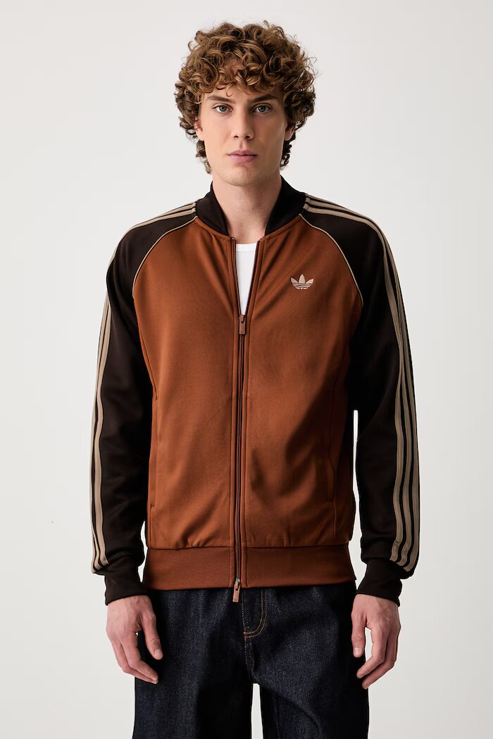 adidas Originals суичър с цип мъжки кафяв KT5036