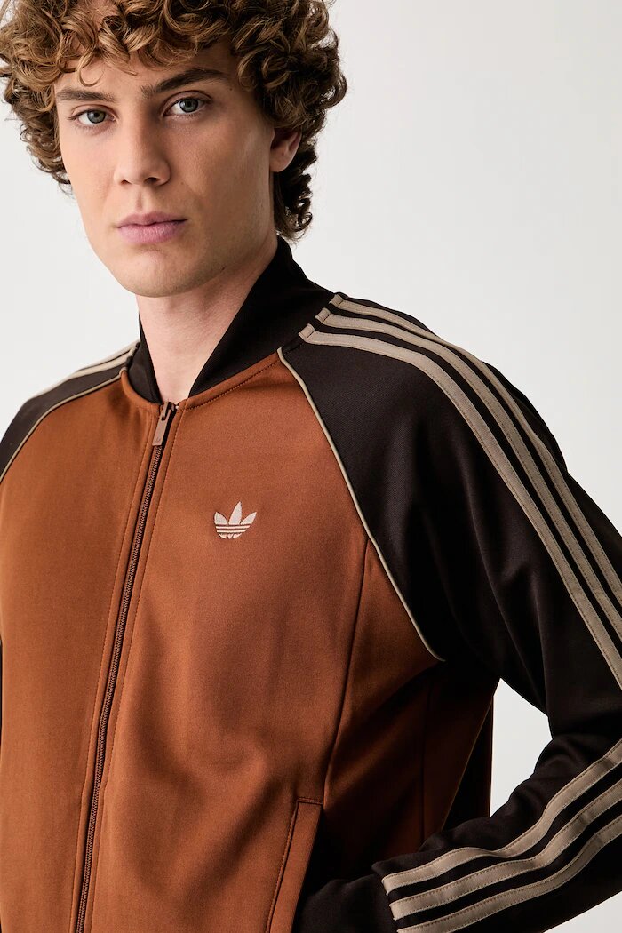 adidas Originals суичър с цип мъжки кафяв KT5036