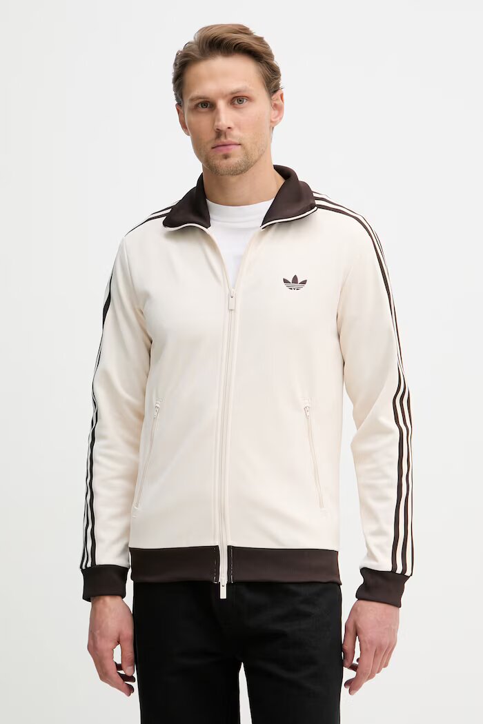 adidas Originals суичър с цип мъжки от памук бежов KQ9491