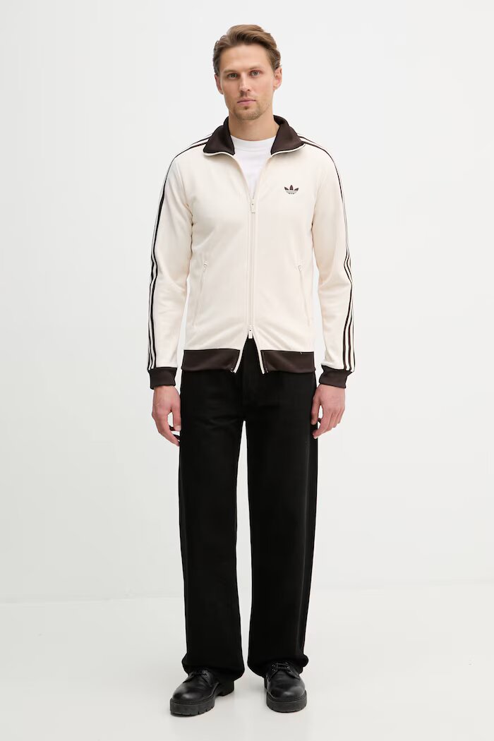 adidas Originals суичър с цип мъжки от памук бежов KQ9491