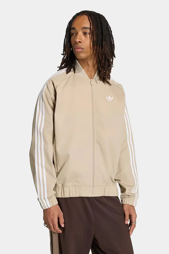 adidas Originals суичър с цип мъжки SST Adicolor Classic Cotton Twill бежов KR1369