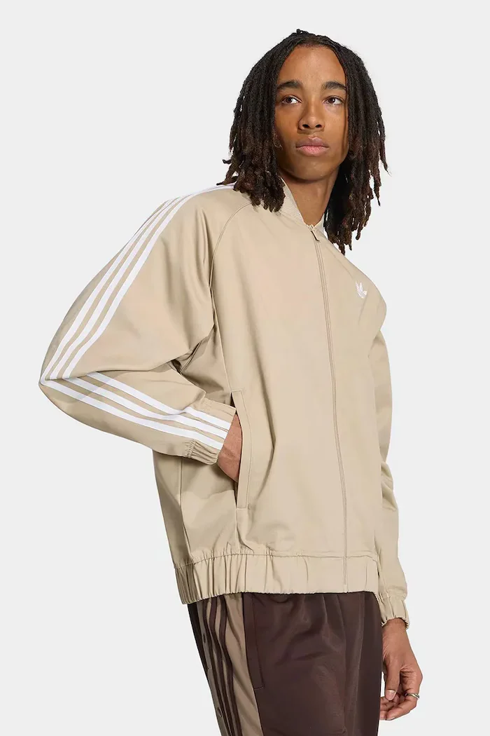adidas Originals суичър с цип мъжки SST Adicolor Classic Cotton Twill бежов KR1369