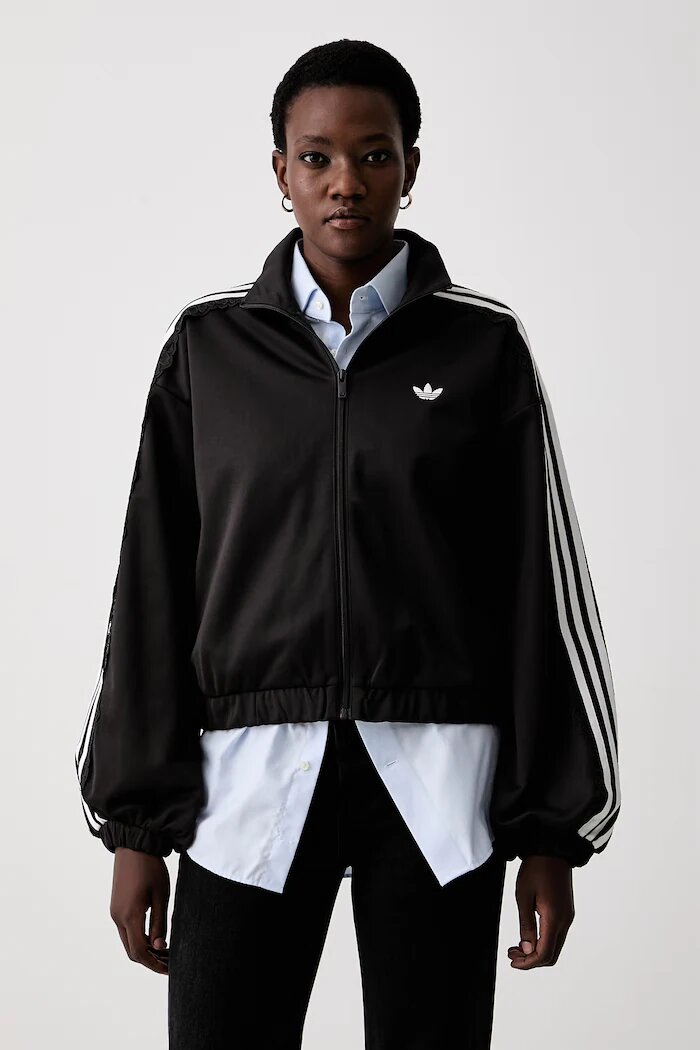 adidas Originals суичър с цип с памук Lace Injection кафяв LG4278