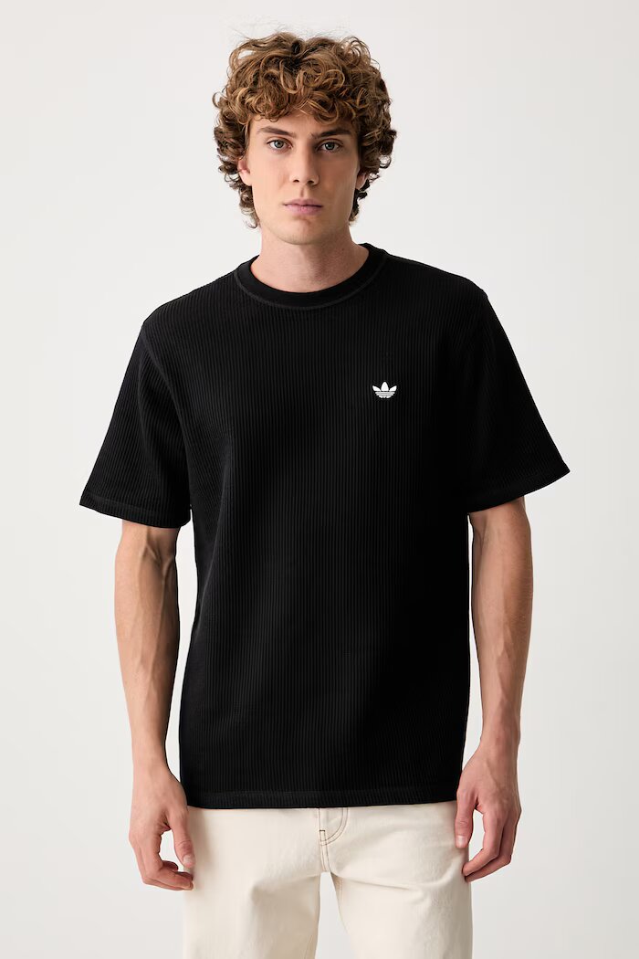 adidas Originals тениска мъжка от памук Trefoil Essentials Waffle черна KS4180