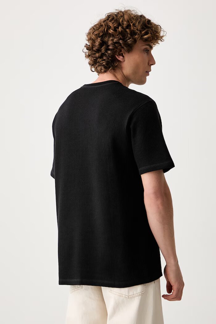 adidas Originals тениска мъжка от памук Trefoil Essentials Waffle черна KS4180